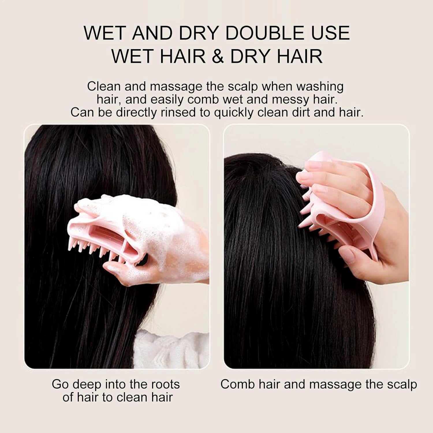 Scalp Massager Shampoo Brush Soft Silicone Hair Washing Comb with Handle Scalp Massager Shampoo Brush Soft Silicone Hair Washing Comb with Handle